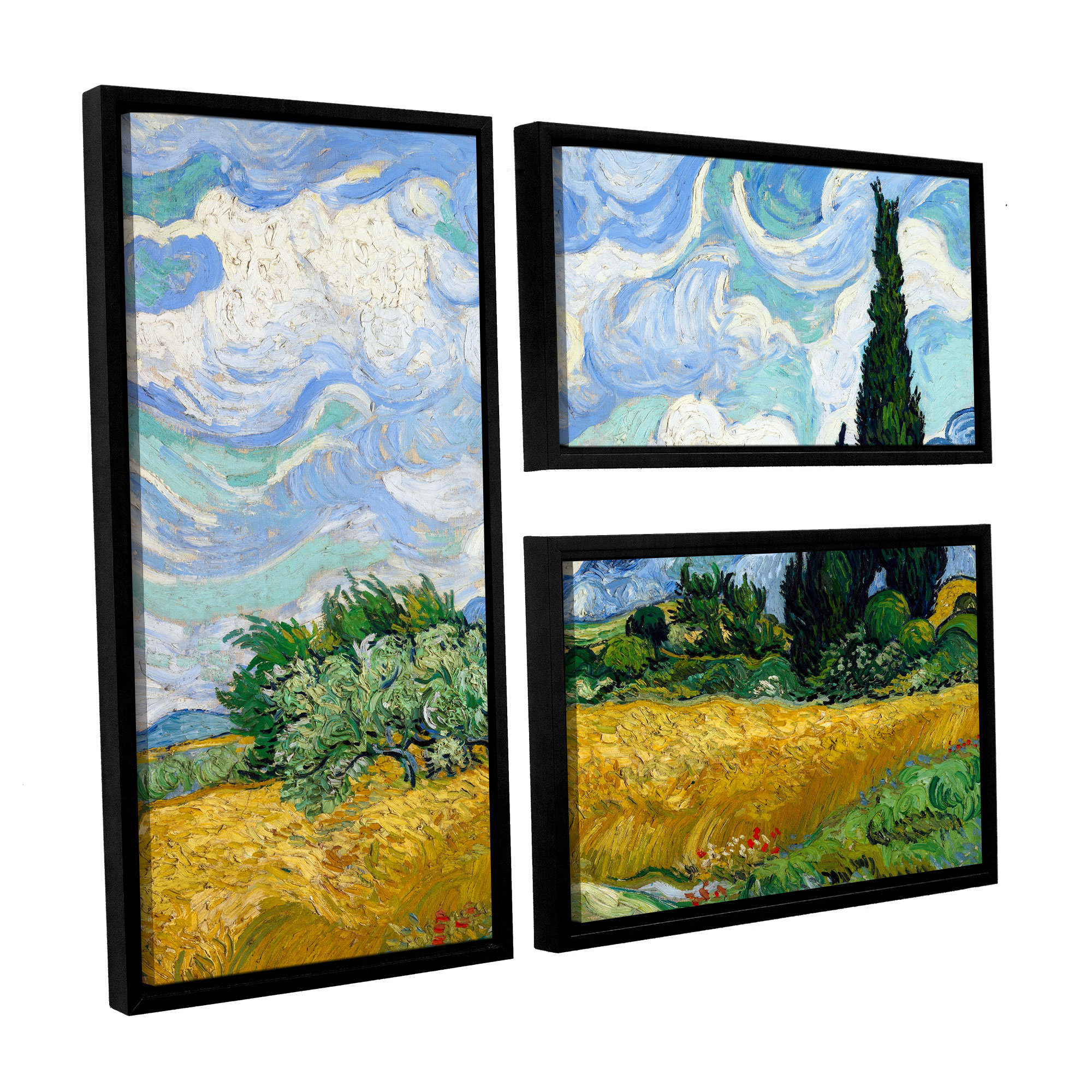 Vault W Artwork 'Wheatfield with Cypresses' by Vincent Van Gogh 3 Piece ...