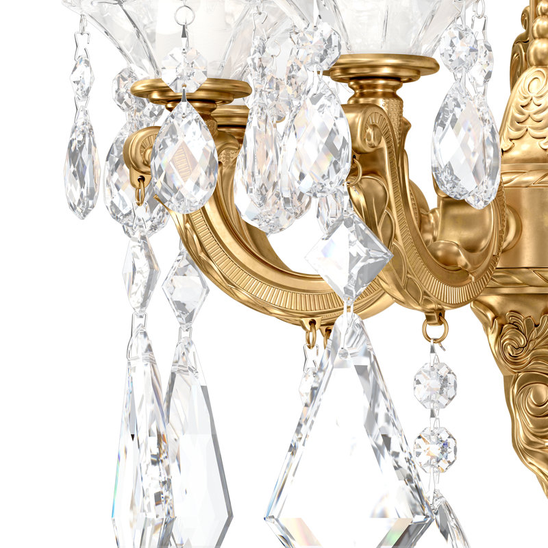La Scala 3 Light 11.5in x 17in Wall Sconce in Florentine Bronze with Clear Heritage Handcut Crystals, Heirloom Gold, Czech