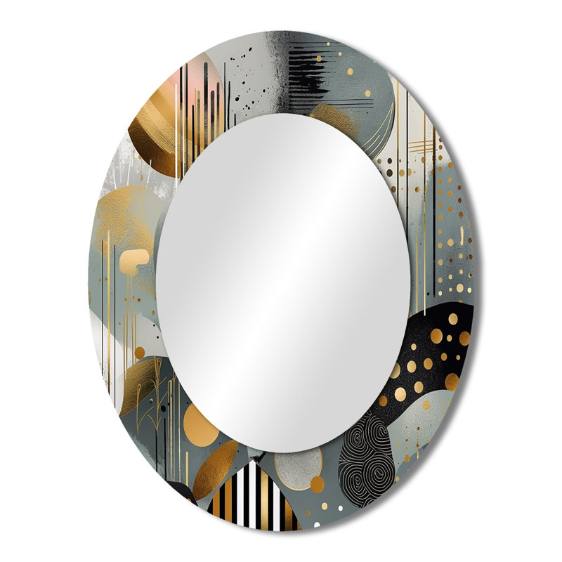 Soft Colors Marble Abstract V - Large Oval Wall Mirror On Metal, 43" x 33"