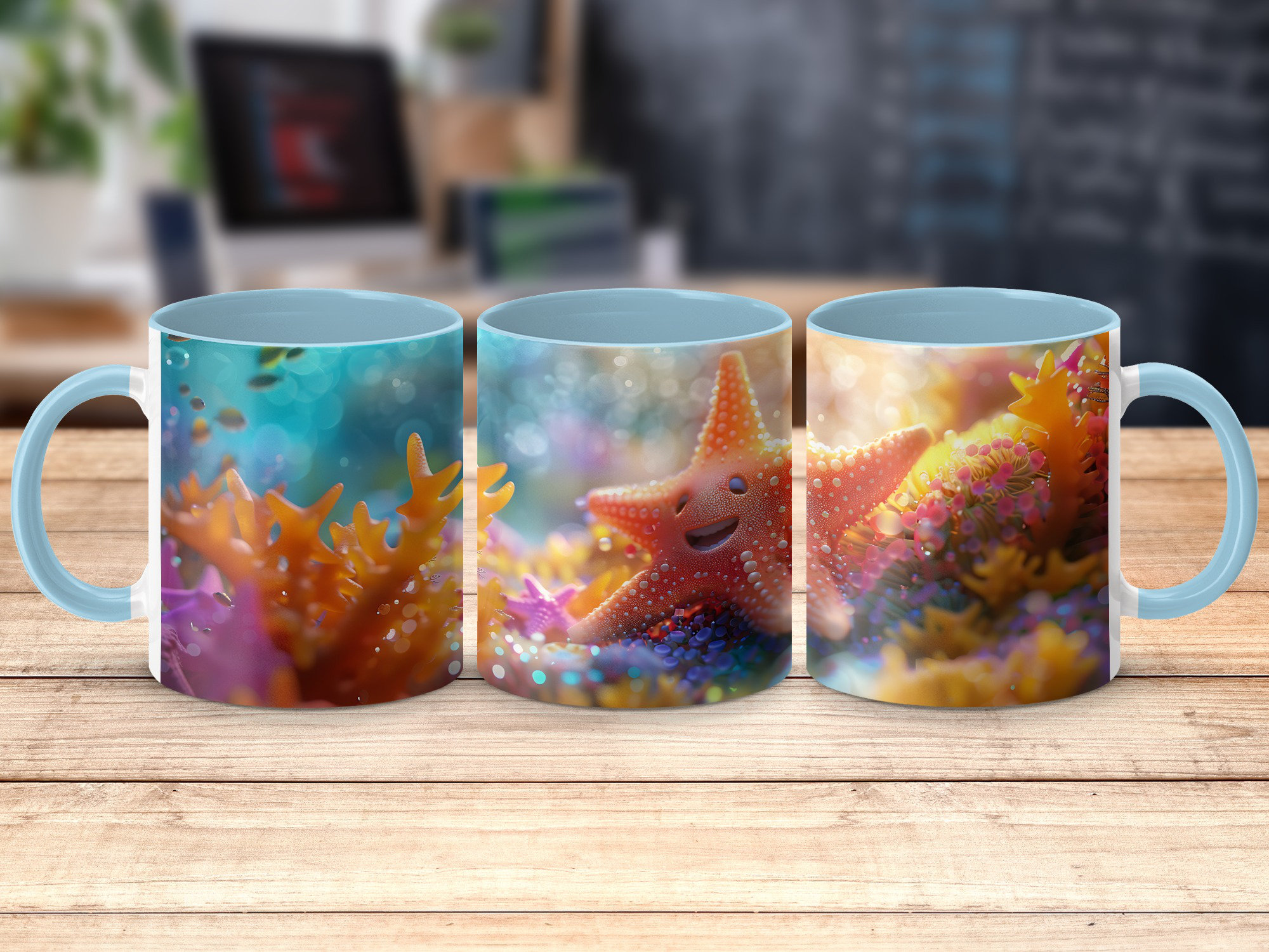East Urban Home Colourful 3D Design 11oz Accent Mugs – White Ceramic ...