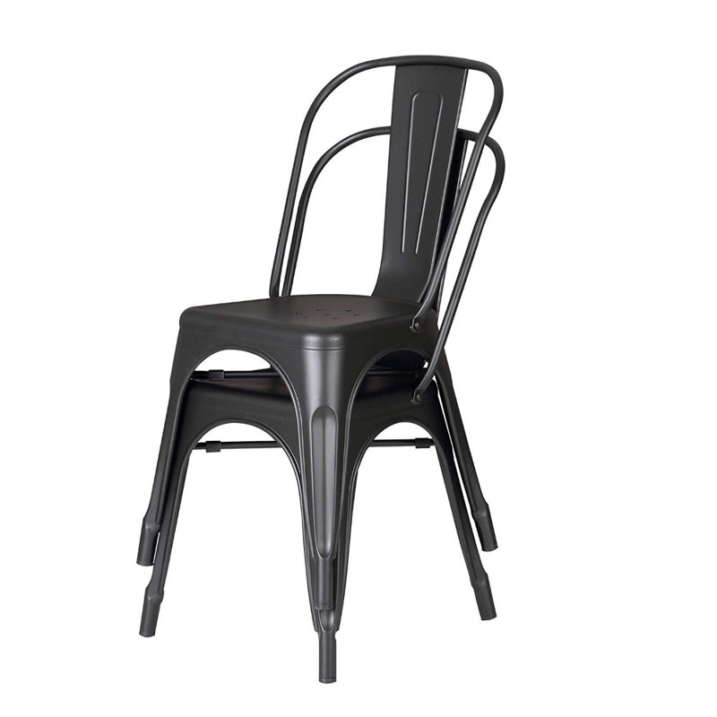 Guilherme 33'' H Stacking Side Chair, Matte Black, 2