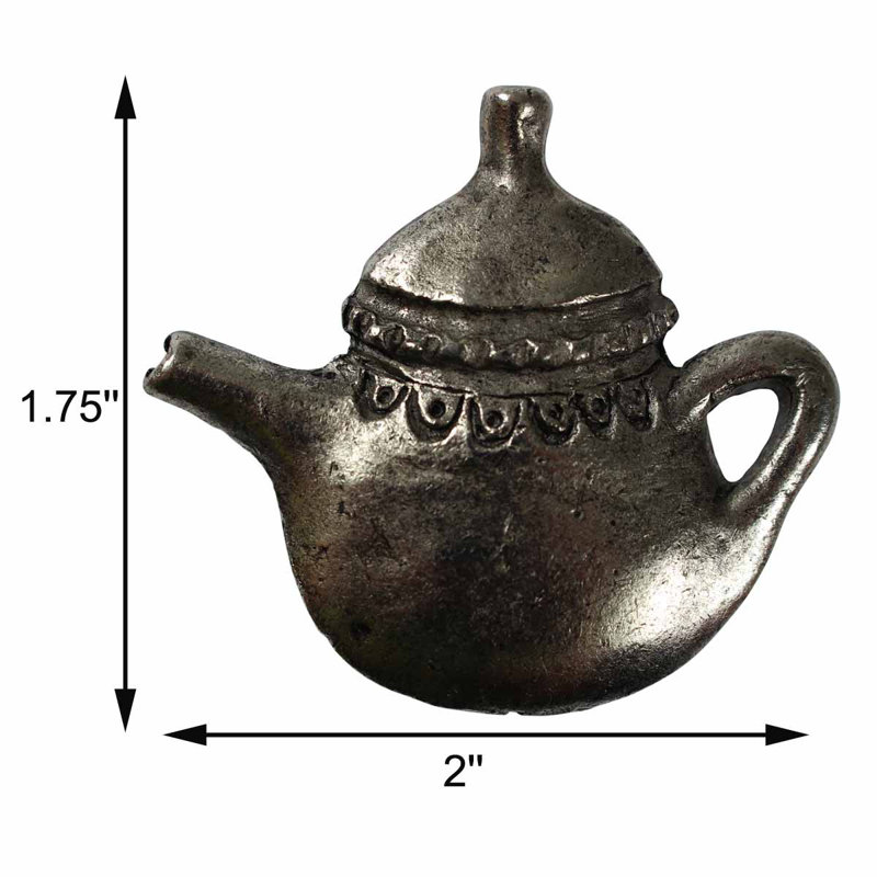 Antique Silver Brass Teapot Cabinet Knob with Mounting Hardware