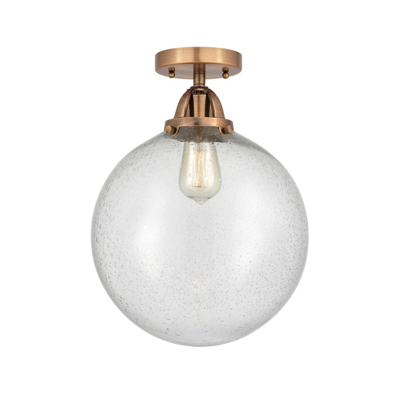Plafonnier semi-encastré en verre Alfonsa, Cuivre antique, Ampoule non incluse, Oui