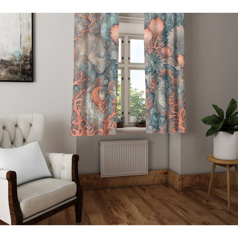 Paire de rideaux semi-transparents en polyester Calantha, L 40 po x L 61 po