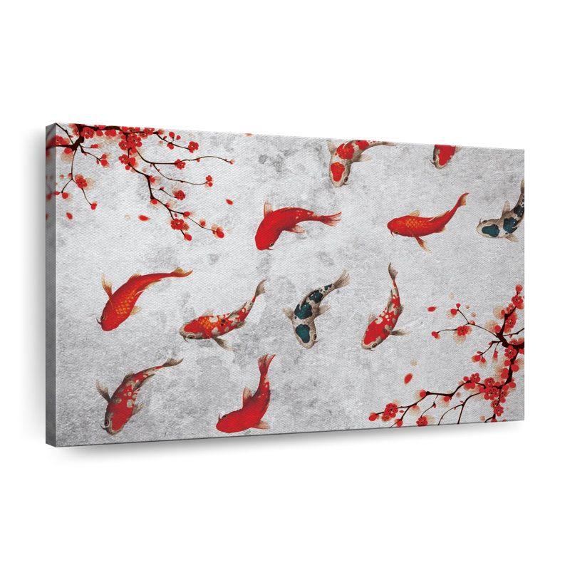 «Japanese Koi Fish Dance» sur toile, H 8 po x l 12 po x P 1 po