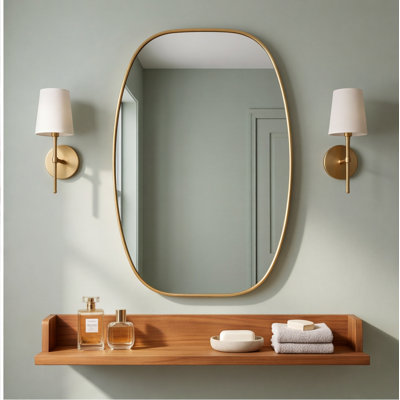 Miroir mural 30 po x 48 po avec cadre en métal doré