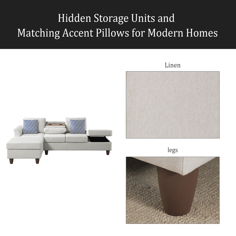 Unités de rangement cachées et coussins décoratifs assortis pour les maisons modernes, Beige