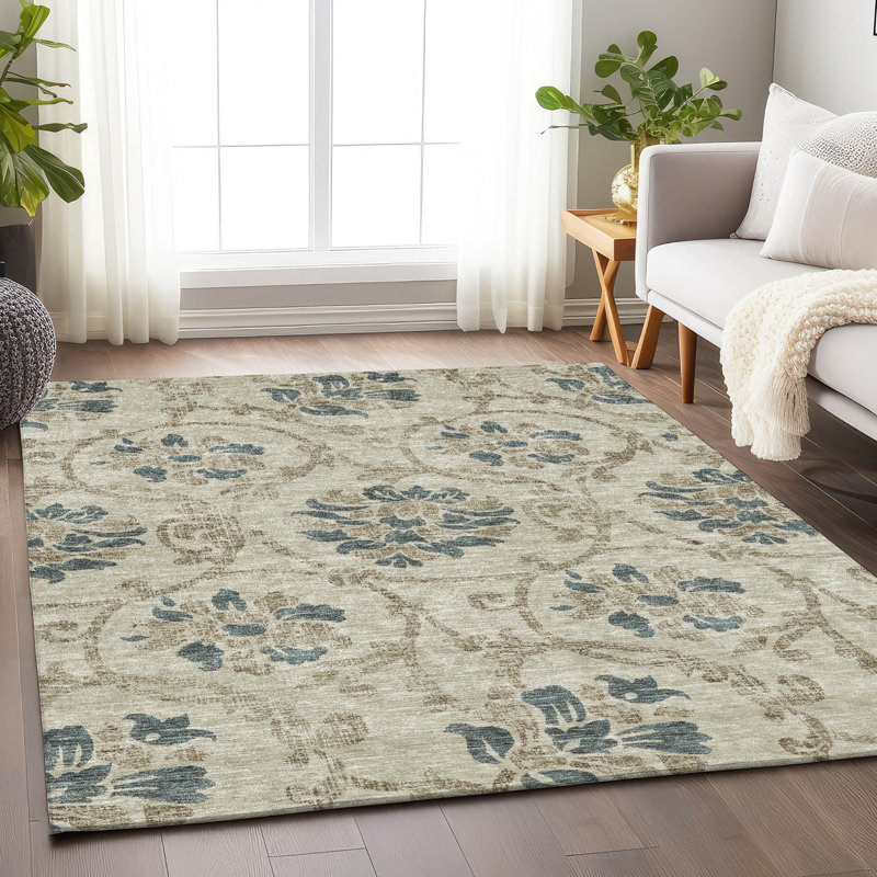 Premium Machine Washable Prisco Beige Rug, Rectangle 8' x 10'