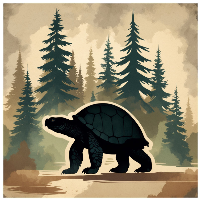 Housses de couette tortue dans un paysage de forêt, Lit simple