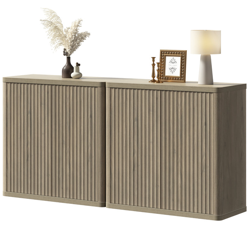 Buffet 2 portes avec tablettes réglables l 34,6 po Cesiro, Aulne gris, 2 pièces