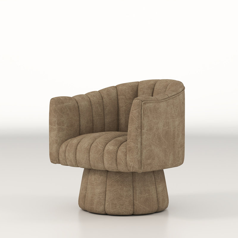 Murrow Upholstered Swivel Barrel Chair, Deep Apricot Polyester
