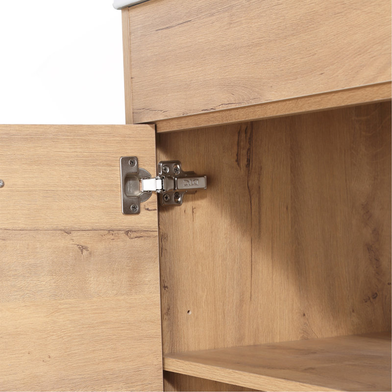 Meuble-lavabo polyvalent avec conversion optionnelle et porte à fermeture douce, idéal pour tout aménagement et style de salle de bain.