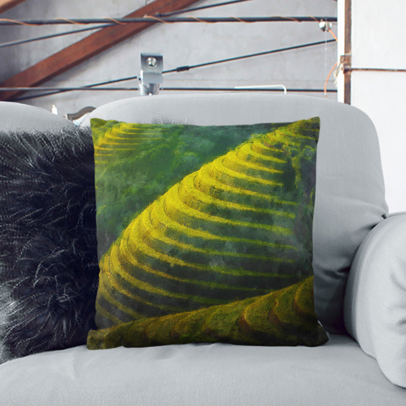Rice Plantation In Cambodia Vol.2 Square Throw Cushion, 55cm H x 55cm W x 20cm D, Stone