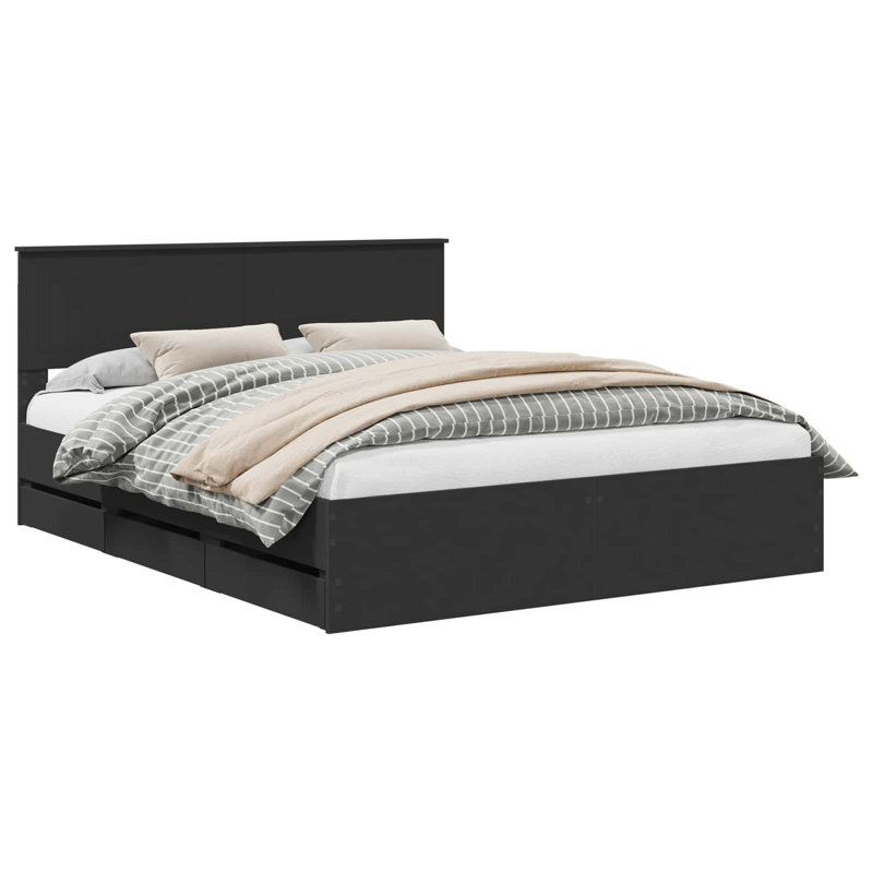 Bed Frame, European Kingsize (160 x 200 cm), Black