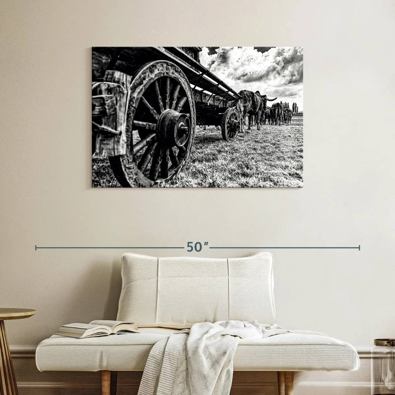 Mehar Bullocks Pulling A Wagon, 26" H x 39" W