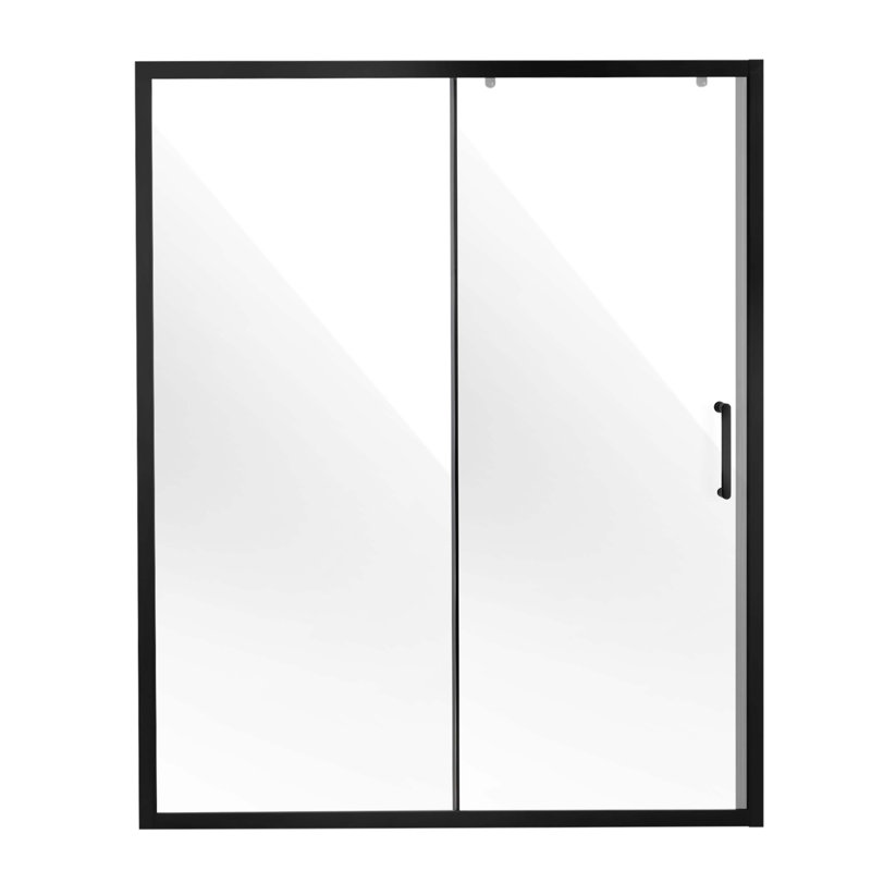 Semi-Frameless Shower Door 57.7-59 X 70 In Tempered Glass 1/4 In Matte Black