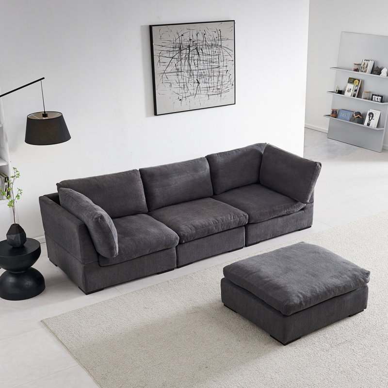 Ensemble de salon Cherrington, Polyester 100 % gris foncé