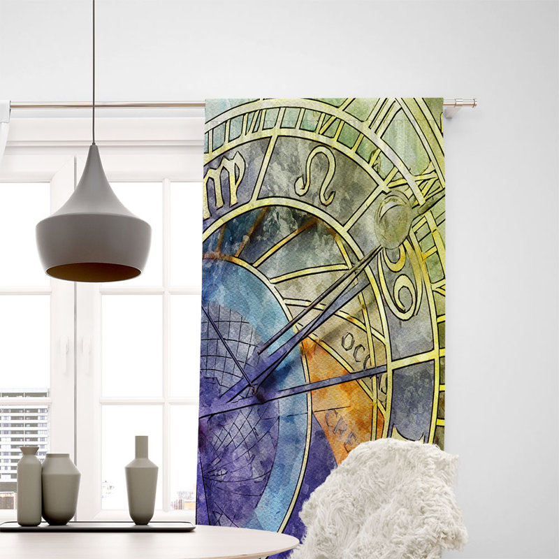 Rideaux semi-transparents abstraits Clock, l 40 po x L 82 po