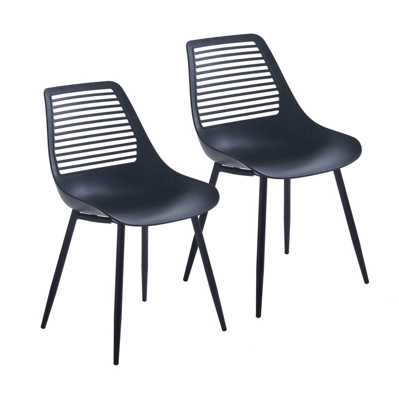 44cm H Ladder Back Side Chair, Black