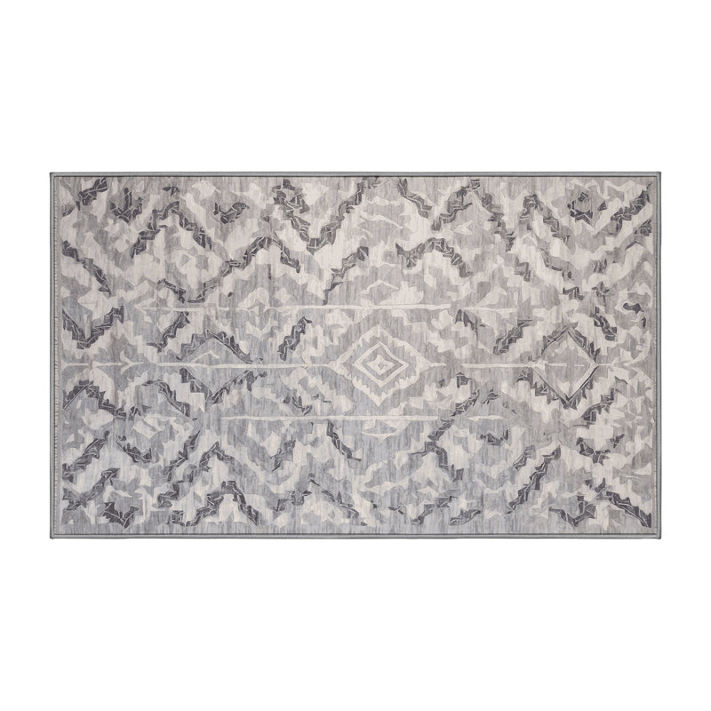 Machine Washable Gray Area Rug, Runner  2' x 4'