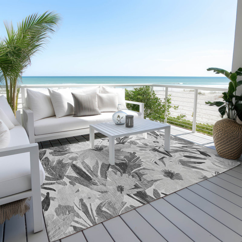 Tapis intérieur / extérieur gris Twillith , 5 pi x 7 pi 6 po