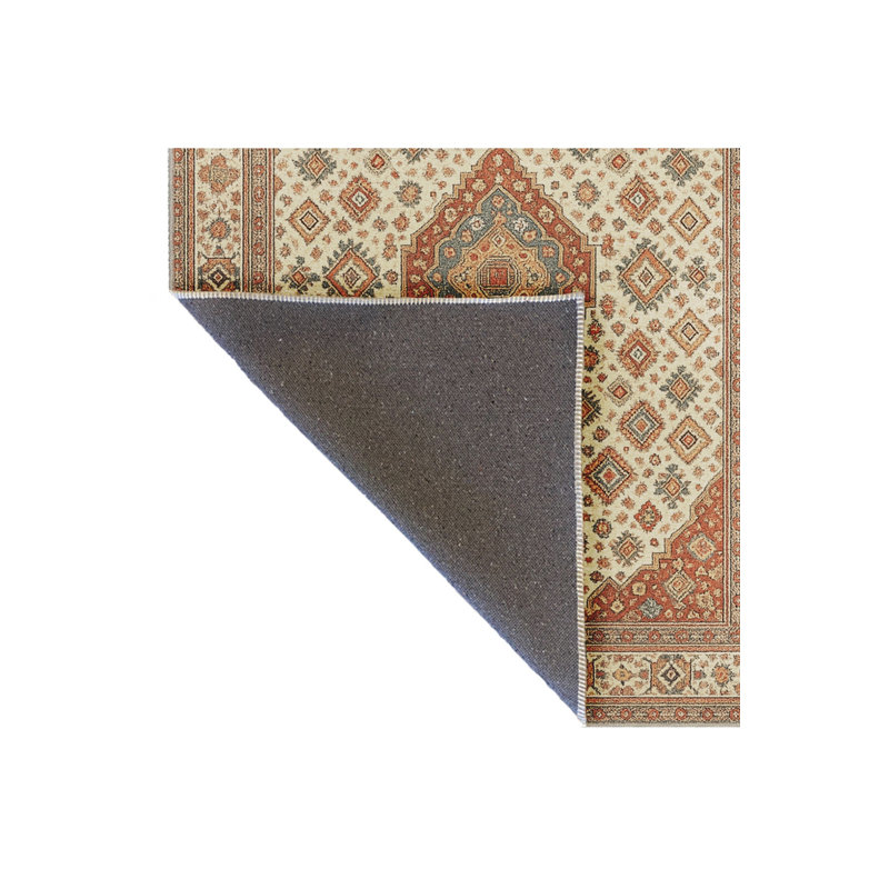 Tapis vert tissé à motif lavable Mosso, 6'7" x 9'2"