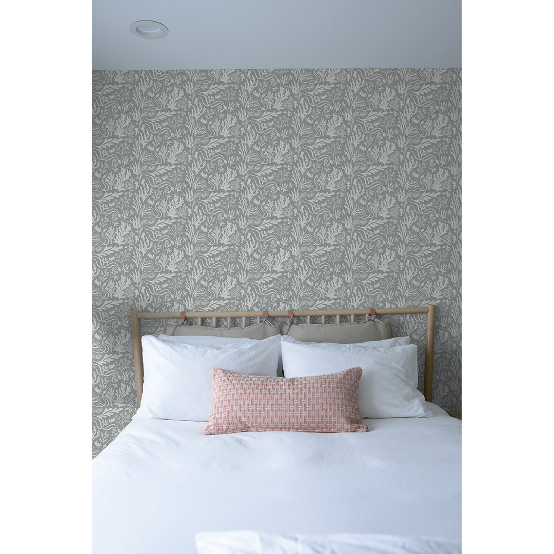 Elana Gabrielle Tides Toile 18' L x 20.5" W Peel and Stick Wallpaper Roll Highland Dunes