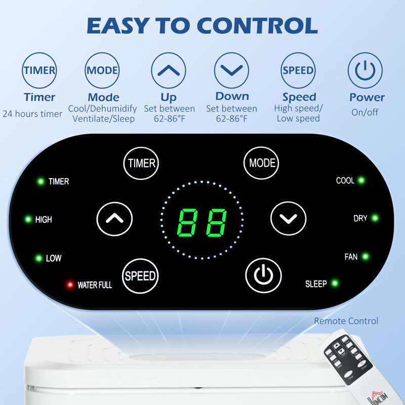 HomCom 8000 BTU Portable Air Conditioner for 344 Square Feet with Remote Included