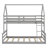 Twin Over Full Pine Wood House Shaped Low Bunk Bed With Built-In Ladder And Full-Length Guardrail-657907758