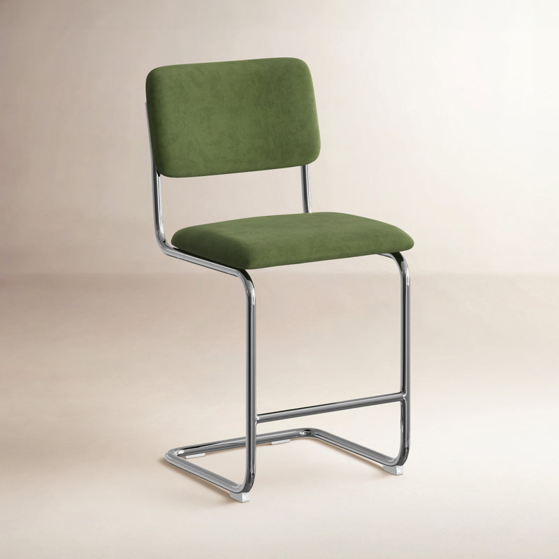 Tabouret de bar et de comptoir en velours Walsh, Forêt, Tabouret de comptoir (siège d’une hauteur de 24