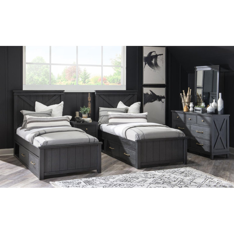 Harriett COMPLETE PANEL BED 33, Twin, Black
