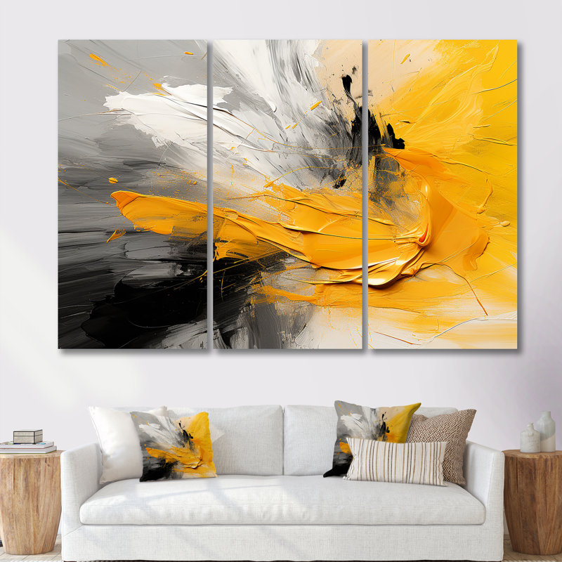 Daelani - Ensemble de salon abstrait, Toile tendue, H 40 po x l 60 po x P 1 po
