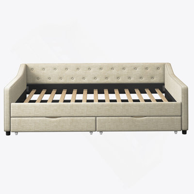 Daybed with Drawers Upholstered Tufted Sofa Bed Daybed With Storage Guest Bed