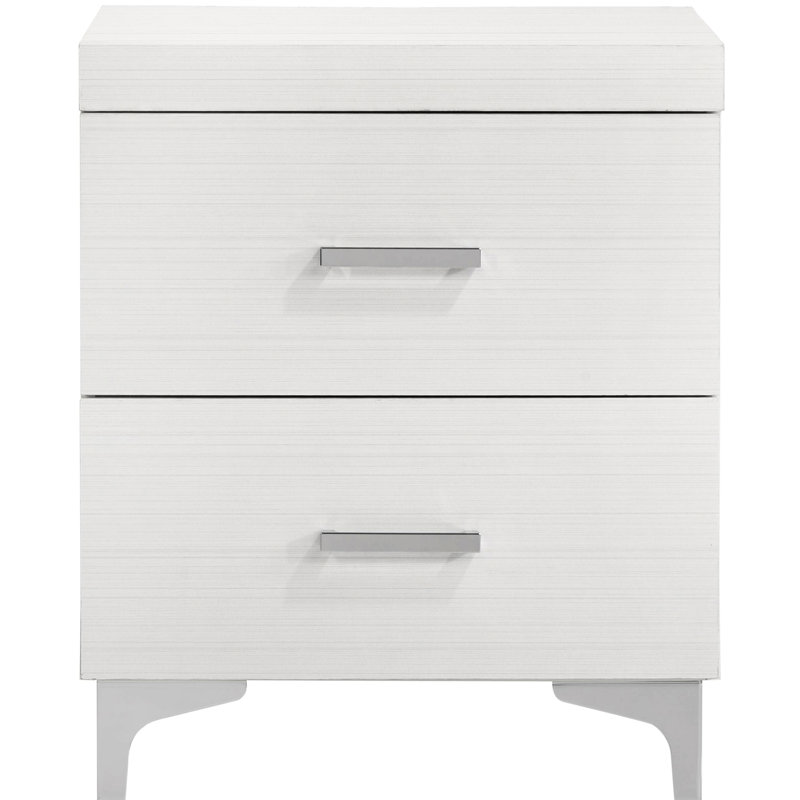 Table de chevet blanche à 2 tiroirs - Élément de chambre fonctionnel et élégant