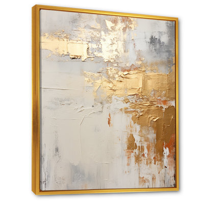 Modern Coastal Beige And Gold River - Abstract Collages Canvas Prints