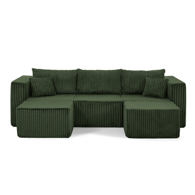 Canapé modulaire compact en velours côtelé modulaire compact avec un style minimaliste moderne, Vert