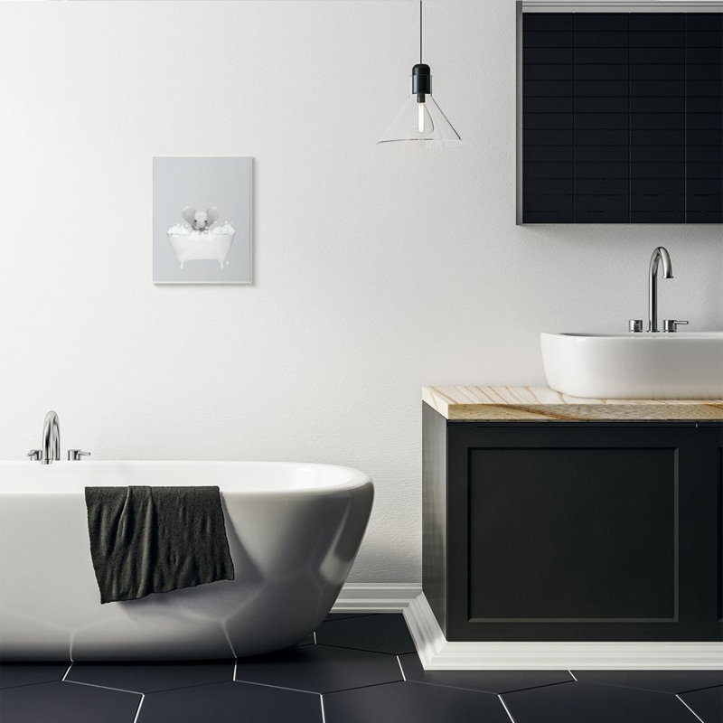 «Elephant Blue Bath» par Leah Straatsma - reproduction d'art, H 15 po x l 10 po, Plaque murale