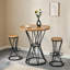 Ensemble de table et chaises de bar 3 pièces, plateau de table rond en panneau de fibres à densité moyenne de 31,5 pouces avec cadre en métal noir profond, sièges 2, ensemble de comptoir de cuisine industriel