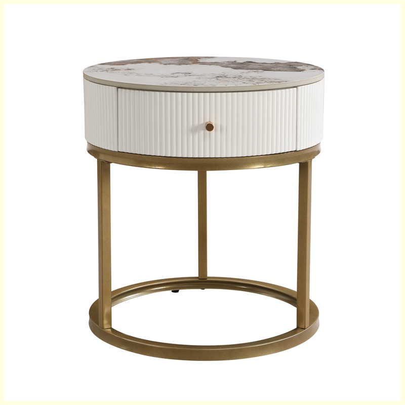 Modern Round Side Table with storage