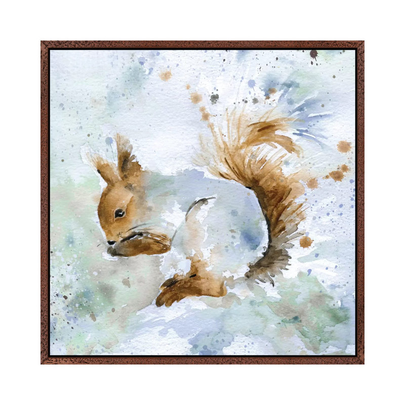 Squirrel by Carol Robinson - Painting on Canvas, 93.98 cm H x 93.98 cm W, Classic Brown Wood Framed Canvas