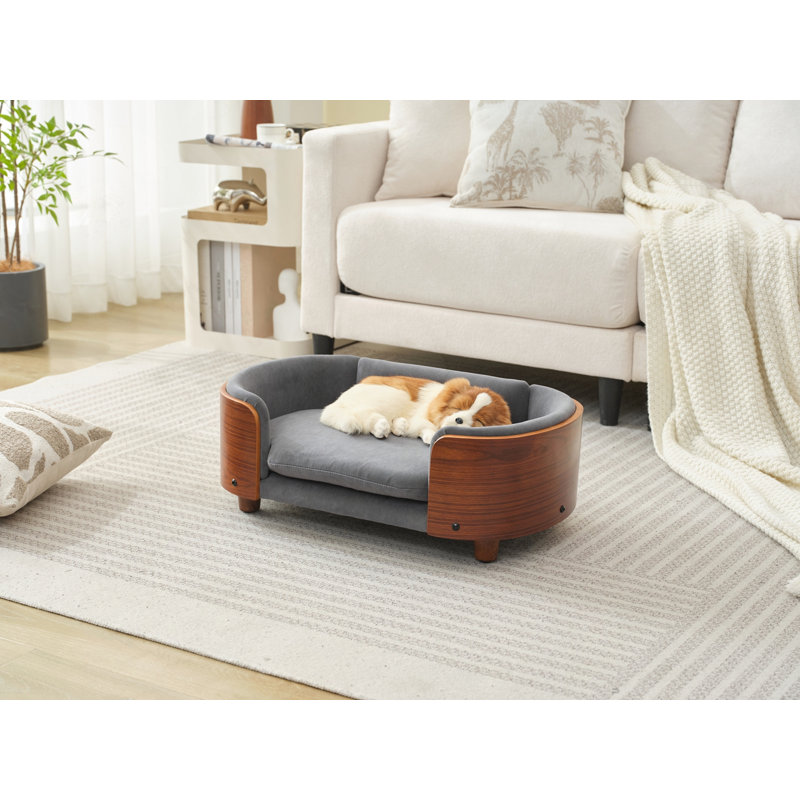Petit lit pour chien de style scandinave, Gris foncé / brun, Petit (H 9,84 po x l 26,38 po x P 16,14 po)