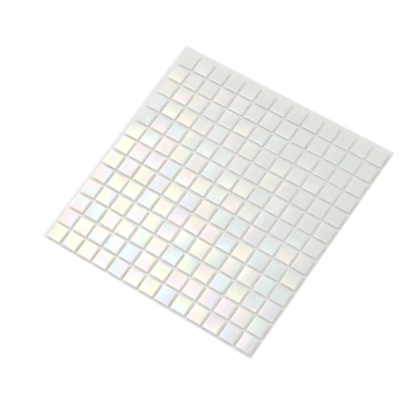 Carreau de mosaïque en verre nacré pour mur et plancher , Blanc coton