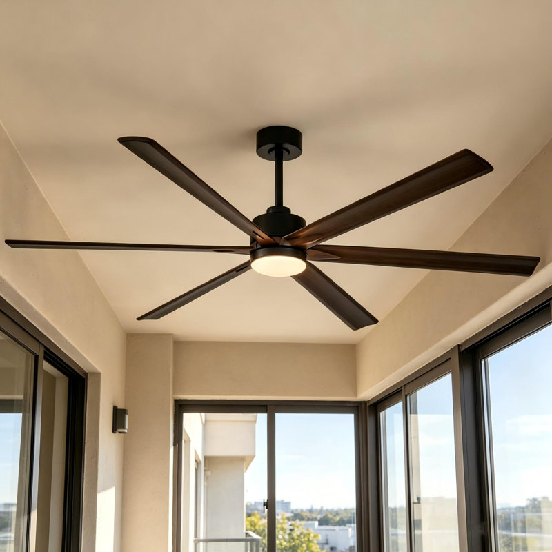 Ventilateur de plafond 72 pales en bois de noyer noir 72 pouces
