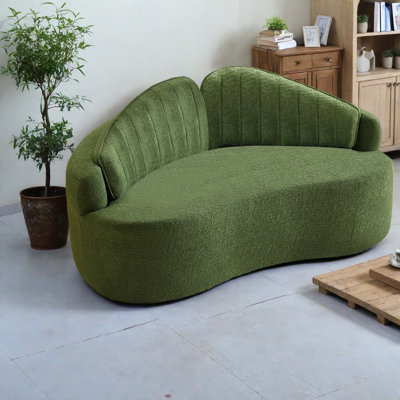 Canapés verts peu encombrants, tissu chenille pour petites maisons, style rétro