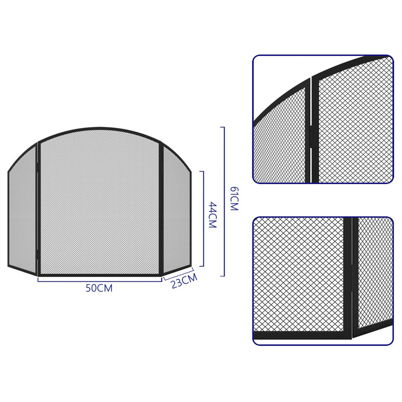 3 Panel Fireplace Spark Guard