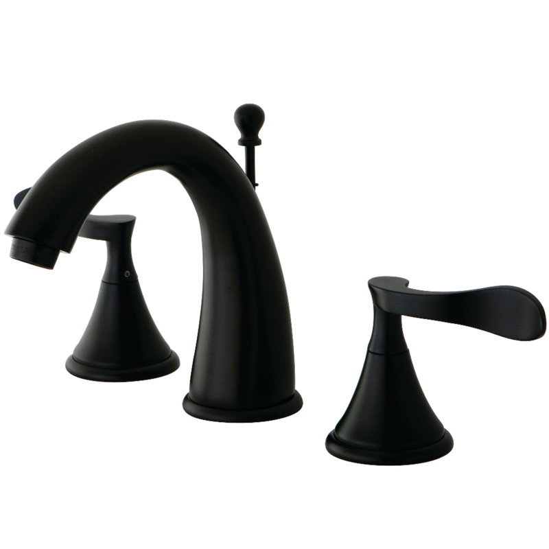 Kingston Brass Century Two-Handle 3-Hole Deck Mount Widespread Bathroom Faucet with Brass Pop-Up Drain, Oil Rubbed Bronze