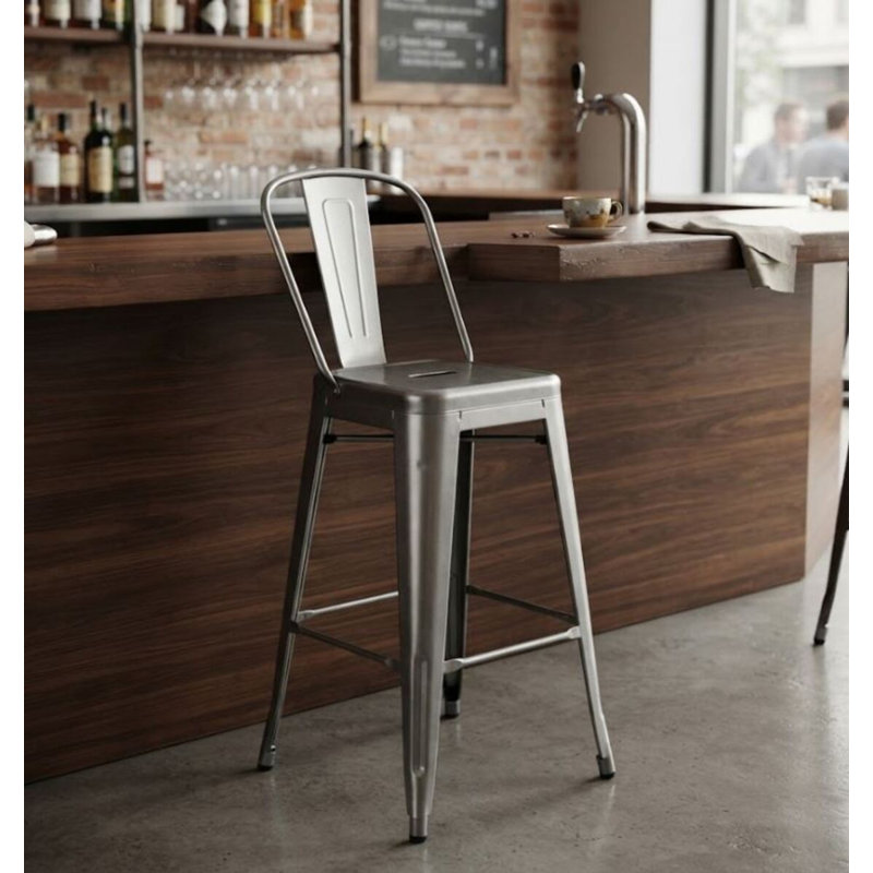 Benson Metal High Back Stool, Seat Hight 41"