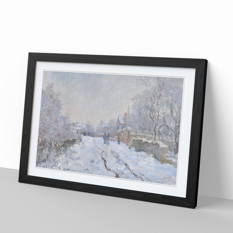 Snow at Argenteuil by Claude Monet - Picture Frame Painting, 27cm H x 36cm W x 2cm D, Black Framed