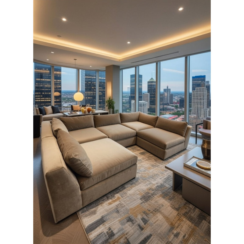 Tori 136" 5-Piece Modular Sectional, Gold Polyester Blend
