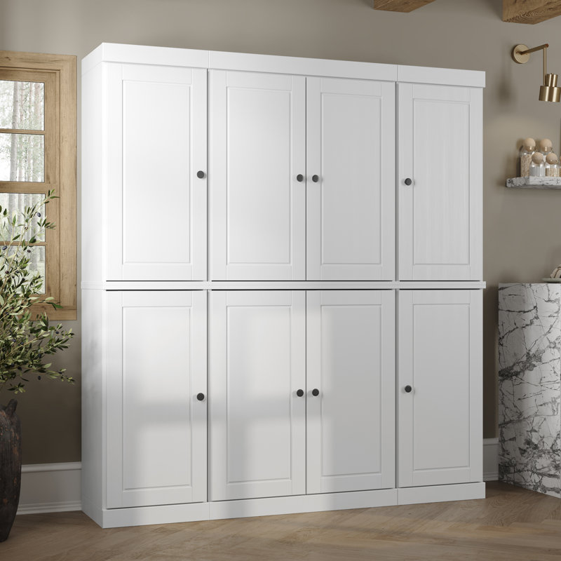 Siegmeyer 100% Solid Wood Tall Kitchen Pantry Cabinet with Doors, Adjustable Shelves, Modular Kitchen Storage Cabinet, 65" W x 71.5" H